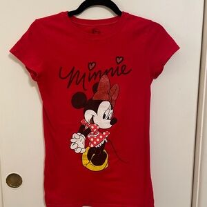 Disney Minnie Mouse Red T-Shirt. Junior/petite adult. Sz Small *see measurements